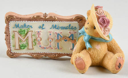 Cherished Teddies Mum-Maker Of Miracles Plaque - With Box Bx918