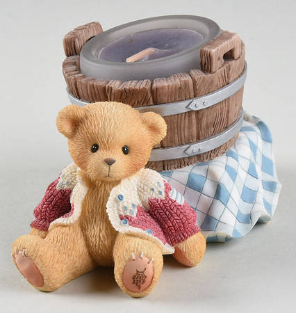 Cherished Teddies Boy With Barrel Votive Candleholder - No Box Nb874