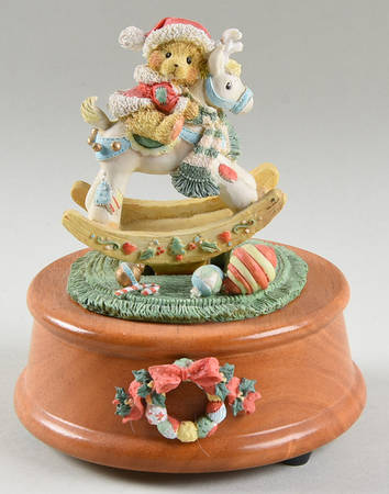 Cherished Teddies Bear On Rocking Reindeer-Musical - Nb920, No Box