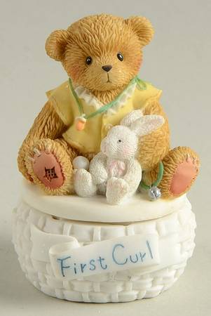 Cherished Teddies First Curl-Covered Box - With Box Bx380