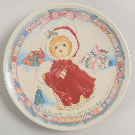 Enesco Plates 1993-Cozy Warm Wishes Coming Your Way - Boxed