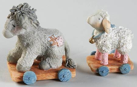 Cherished Teddies Nativity Sheep & Donkey-2 Pc Boxed Set - Boxed