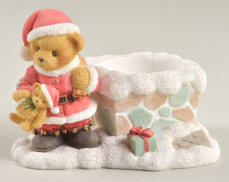 Cherished Teddies Santas Figurine Santa Votive Candle Holder - Boxed