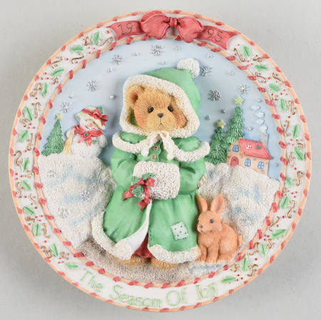 Annual Christmas Plate-Cherished Teddies The Season Of Joy - With Box