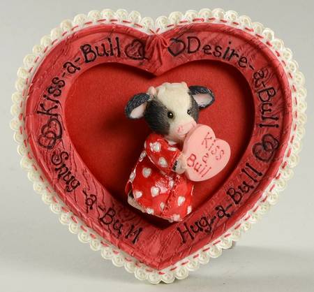 Mary's Moo Moos Valentine Kiss-A-Bull Photo Frame-Set Of 2 - Boxed