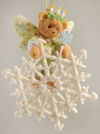 Cherished Teddies Ornament Snowflake Bear With Wreath - Boxed