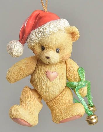 Cherished Teddies Ornament Jointed Bear With Santa Hat - Boxed