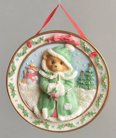 Cherished Teddies Ornament The Season Of Joy-Sculpted Plate - With Box