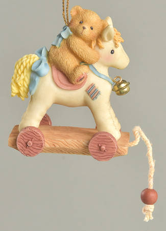 Cherished Teddies Ornament Antique Toy Horse With Teddie - Boxed