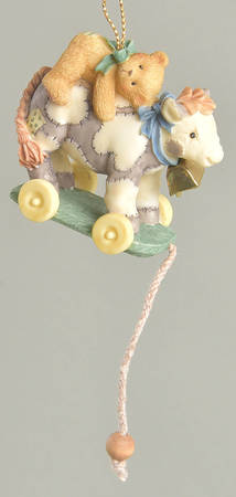 Cherished Teddies Ornament Antique Toy Cow With Teddie - Boxed