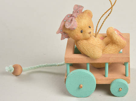 Cherished Teddies Ornament Antique Toy Teddie On Cart - Boxed