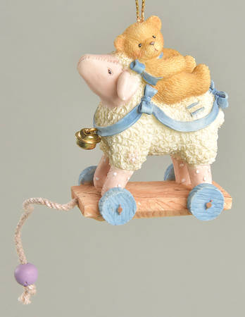Cherished Teddies Ornament Antique Toy Lamb With Teddie - Boxed