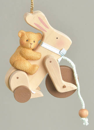Cherished Teddies Ornament Antique Toy Bunny With Bear - Boxed
