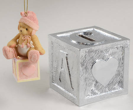 Cherished Teddies Ornament Baby's 1st Christmas-Girl-With Bank-Set - Boxed