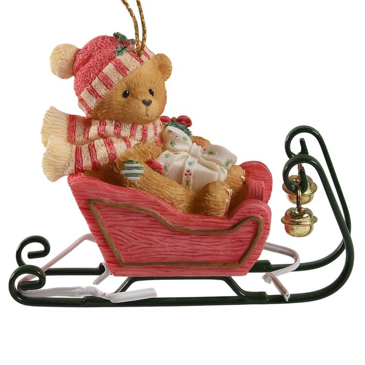 Cherished Teddies Ornament Teddy Riding In Sleigh - With Box