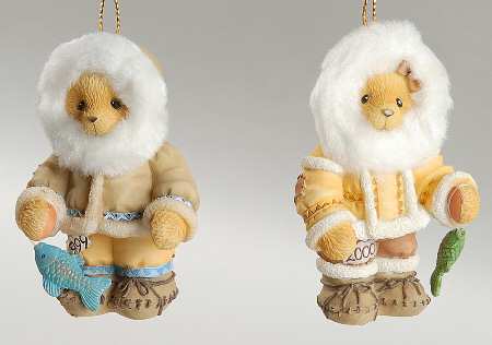 Cherished Teddies Annual Ornament Eskimos Holding Fish-Millennium - Boxed