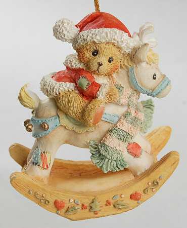 Cherished Teddies Ornament Bear On Rocking Reindeer - Boxed