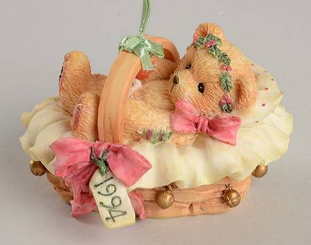 Cherished Teddies Ornament Baby In Basket-Berry Christmas - Boxed