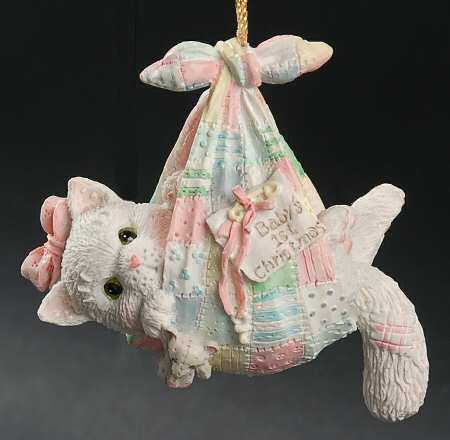 Calico Kittens Ornament Baby Girl's First Christmas - Boxed
