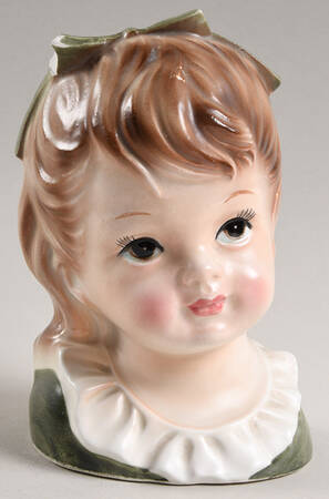 Enesco Head Vases Girl In Green - No Box