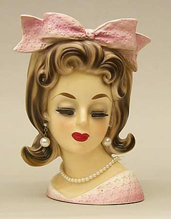 Enesco Head Vases Smart Sister - Pink Bow - No Box