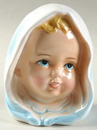 Enesco Head Vases Baby Boy Blue & Wht Blanket - No Box