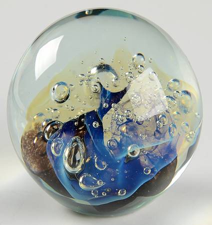 Eickholt Studios Crystal Paperweight Blue Bubble - No Box