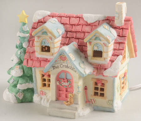 Dickens Village-Cherised Teddies The Cratchits House-Night Light - Boxed