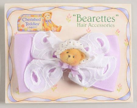 Cherished Teddies Jewelry Bearettes- Purple Bow Hair Clip - No Box