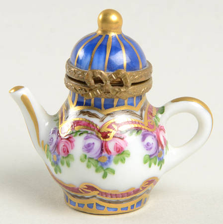 Eximious Limoges Box Teapot-Flowers - No Box