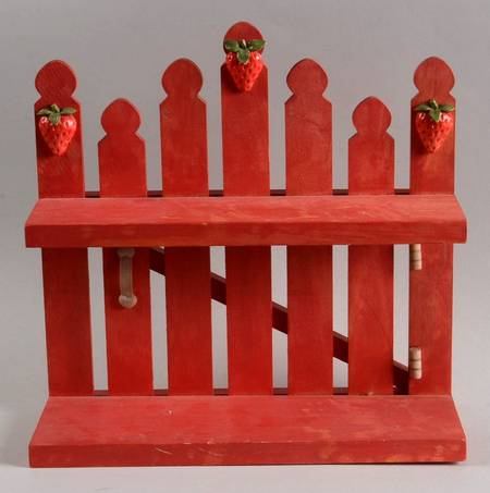 Down Strawberry Lane-Cherised Teddies Display Fence - 9" X 9" - Display Rack Wood