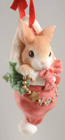 My Blushing Bunnies Ornaments Bunny In Santa's Hat-1998 - With Box