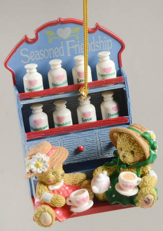 Cherished Teddies Holiday Ornaments Bears Having A Tea Party - Boxed