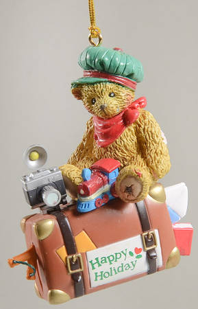 Cherished Teddies Holiday Ornaments Boy On Suitcase - Boxed