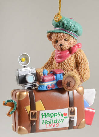 Cherished Teddies Holiday Ornaments Bear On Santa Express Train - Boxed
