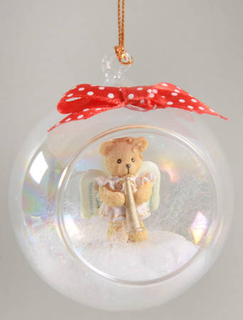 Cherished Teddies Glass Holiday Ornaments Angel Bear - Boxed