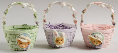 Cherished Teddies Easter & Spring Bears Dressed As Bunny  Baskets/3 - Boxed