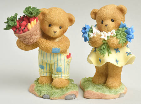 Cherished Teddies Easter & Spring Jimmy & Akaila- Veggies To Eat Set Of 2 - Boxed