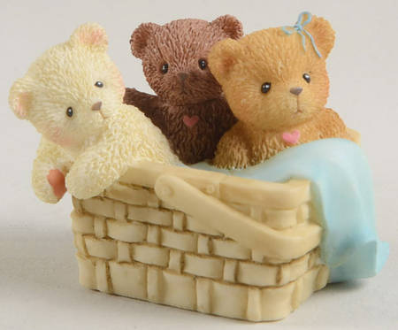 Tiny Treasured Teddies 3 Bears In Basket - Boxed