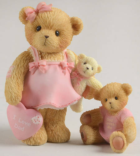 Family Cherished Teddies Girl- I Love Dad - Dad Loves Me - Boxed