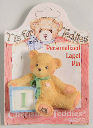 T Is for Teddies Teddie With Block Lapel Pin-I - No Box