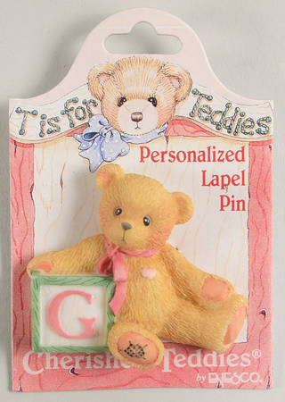 T Is for Teddies Teddie With Block Lapel Pin-G - No Box