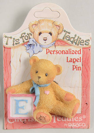 T Is for Teddies Teddie With Block Lapel Pin-E - No Box