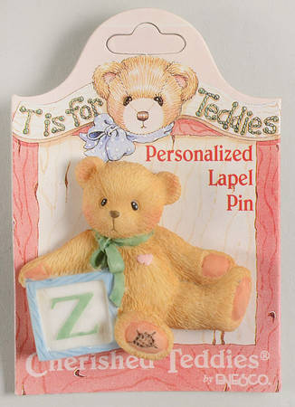 T Is for Teddies Teddie With Block Lapel Pin-Z - No Box