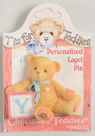 T Is for Teddies Teddie With Block Lapel Pin-Y - No Box