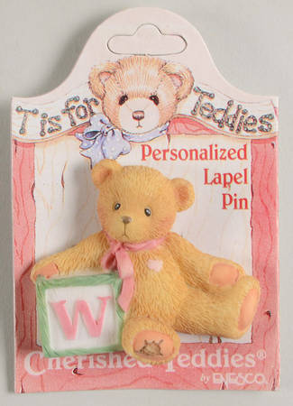 T Is for Teddies Teddie With Block Lapel Pin-W - No Box