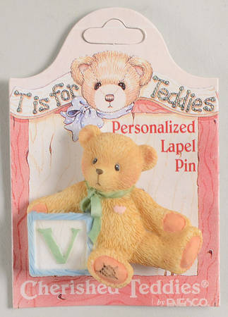 T Is for Teddies Teddie With Block Lapel Pin-V - No Box