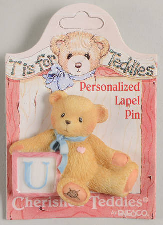 T Is for Teddies Teddie With Block Lapel Pin-U - No Box