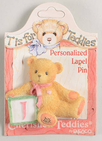 T Is for Teddies Teddie With Block Lapel Pin-J - No Box