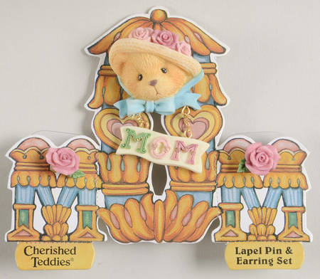 Cherished Teddies Pin and Earring Mom - No Box